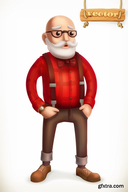 Collection of realistic illustration of a cartoon character to be printed on a postcard 25 EPS