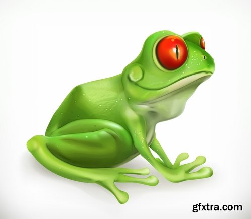 Collection of realistic illustration of a cartoon character to be printed on a postcard 25 EPS