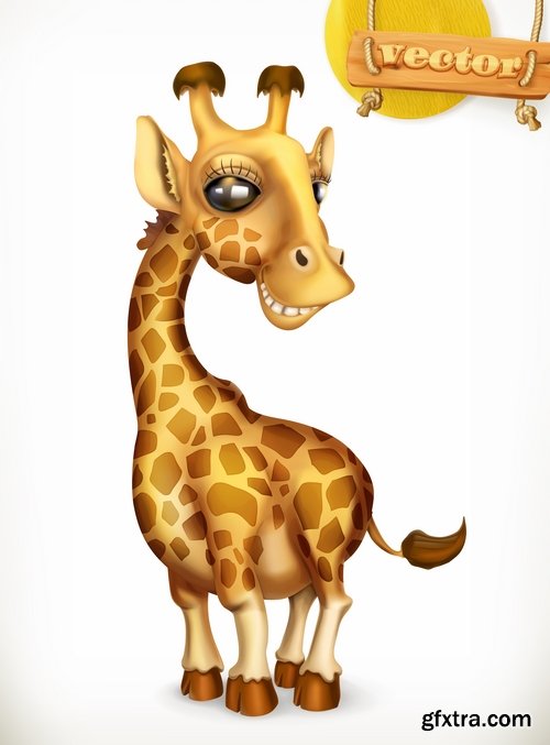 Collection of realistic illustration of a cartoon character to be printed on a postcard 25 EPS