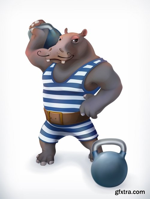 Collection of realistic illustration of a cartoon character to be printed on a postcard 25 EPS