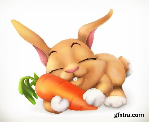 Collection of realistic illustration of a cartoon character to be printed on a postcard 25 EPS