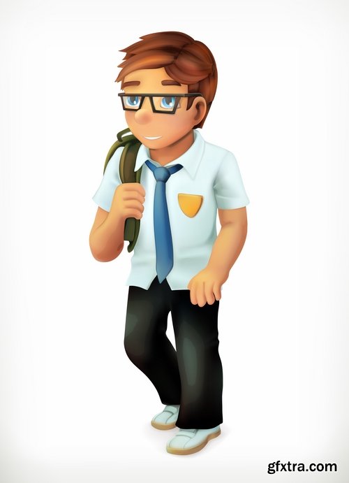 Collection of realistic illustration of a cartoon character to be printed on a postcard 25 EPS