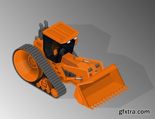 Collection of industrial and construction combine harvester tractor bulldozer excavator truck 25 EPS