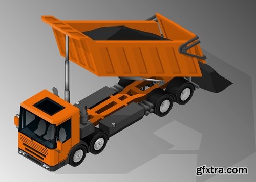 Collection of industrial and construction combine harvester tractor bulldozer excavator truck 25 EPS