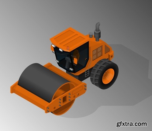 Collection of industrial and construction combine harvester tractor bulldozer excavator truck 25 EPS