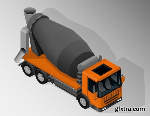 Collection of industrial and construction combine harvester tractor bulldozer excavator truck 25 EPS