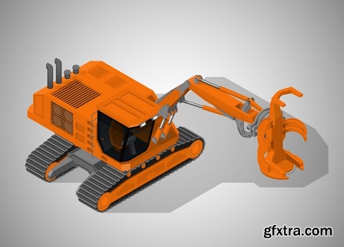 Collection of industrial and construction combine harvester tractor bulldozer excavator truck 25 EPS