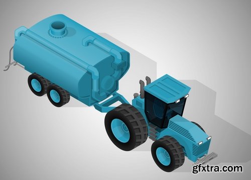 Collection of industrial and construction combine harvester tractor bulldozer excavator truck 25 EPS