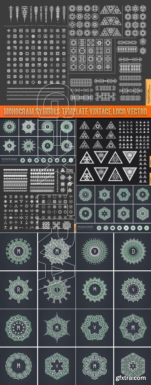 Monogram Symbols template vintage logo vector