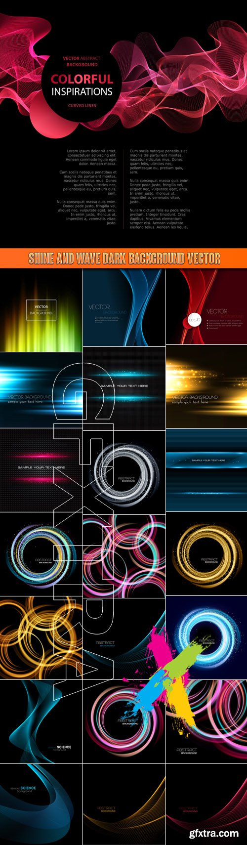 Shine and wave dark background vector