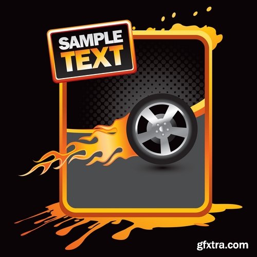 Collection of car repair service flyer banner label advertising the wheel 25 EPS