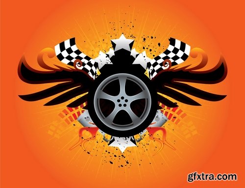 Collection of car repair service flyer banner label advertising the wheel 25 EPS