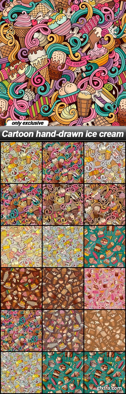 Cartoon hand-drawn ice cream - 18 EPS