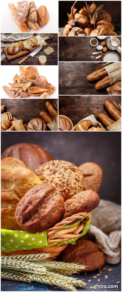 Different bread on a rustic dark background 9X JPEG