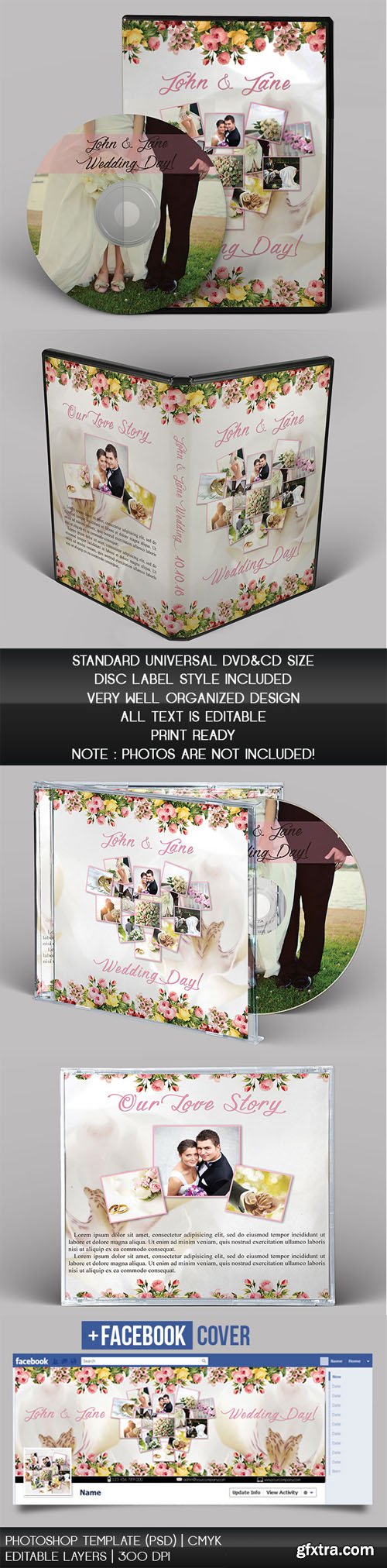 Wedding CD/DVD Cover - PSD Brochure Templates (+ Facebook Cover)