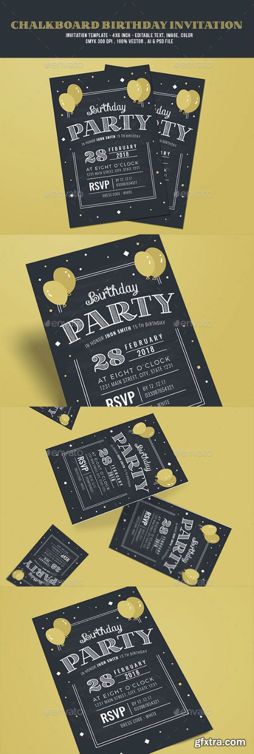 GR - Chalkboard Birthday Invitation 19377063 GR - Chalkboard Birthday Invitation 19377063