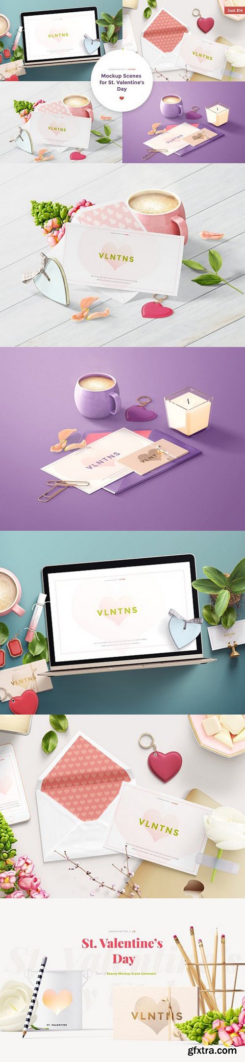 Mockup Scenes for St.Valentine's Day 5xPSD