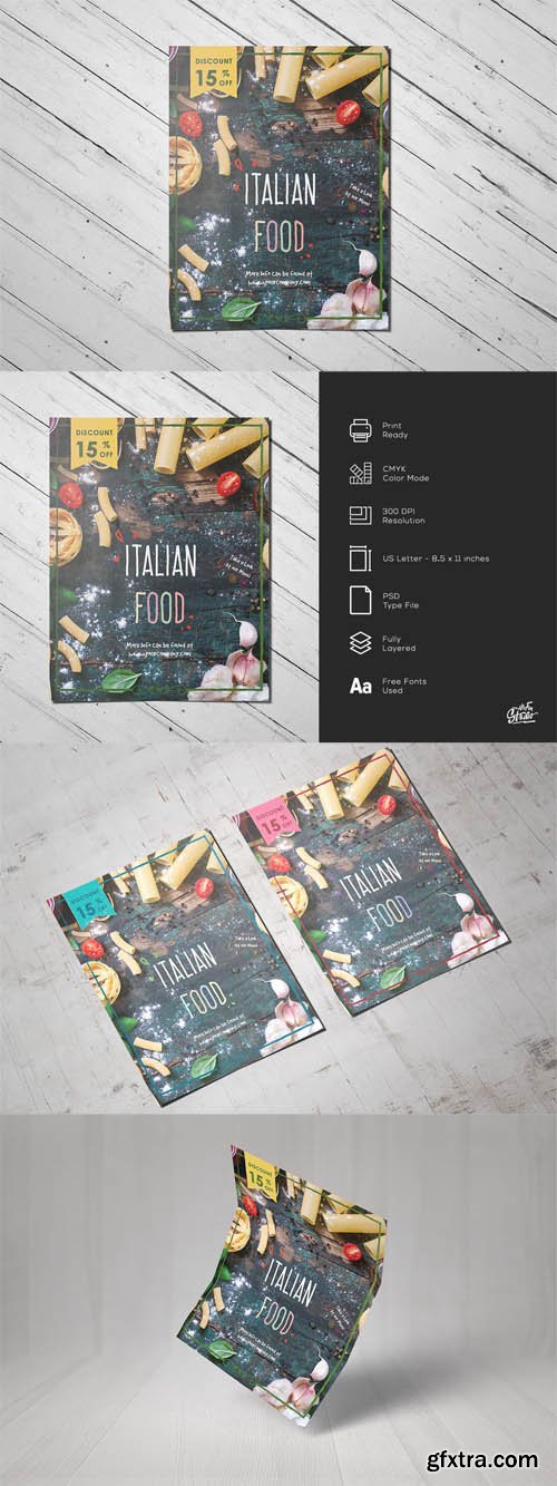 Restaurant Brochure With Discount Label