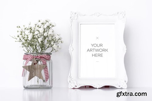 White Frame Mockup / PSD &amp; JPG
