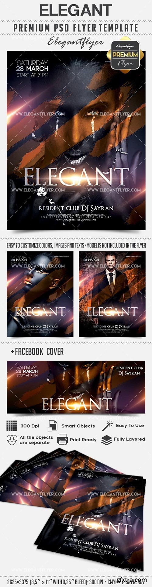 Elegant – Flyer PSD Template + Facebook Cover