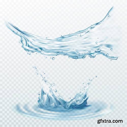 Transparent Water Splashes - Drops Isolated on Transparent Background
