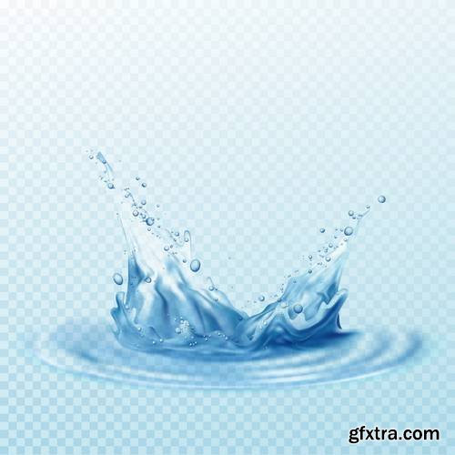 Transparent Water Splashes - Drops Isolated on Transparent Background