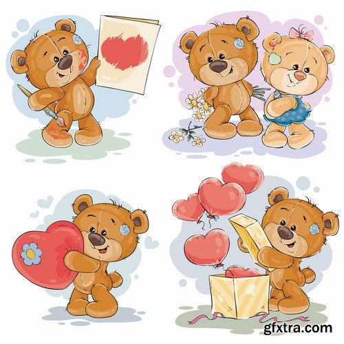 Collection of teddy bear gift card for Valentine's Day Love Heart 25 EPS Collection of teddy bear gift card for Valentine's Day Love Heart 25 EPS