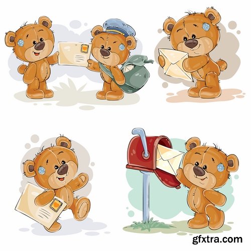 Collection of teddy bear gift card for Valentine's Day Love Heart 25 EPS Collection of teddy bear gift card for Valentine's Day Love Heart 25 EPS