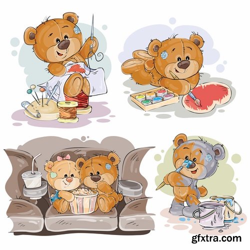 Collection of teddy bear gift card for Valentine's Day Love Heart 25 EPS Collection of teddy bear gift card for Valentine's Day Love Heart 25 EPS