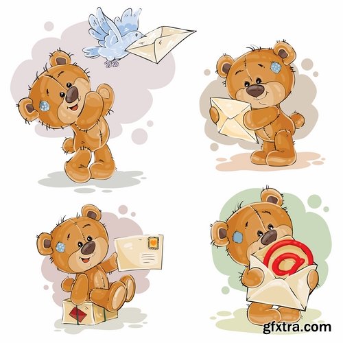 Collection of teddy bear gift card for Valentine's Day Love Heart 25 EPS Collection of teddy bear gift card for Valentine's Day Love Heart 25 EPS
