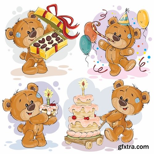 Collection of teddy bear gift card for Valentine's Day Love Heart 25 EPS Collection of teddy bear gift card for Valentine's Day Love Heart 25 EPS