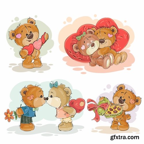 Collection of teddy bear gift card for Valentine's Day Love Heart 25 EPS Collection of teddy bear gift card for Valentine's Day Love Heart 25 EPS