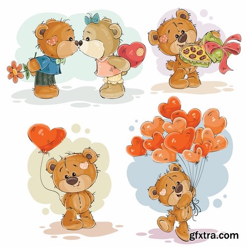 Collection of teddy bear gift card for Valentine's Day Love Heart 25 EPS Collection of teddy bear gift card for Valentine's Day Love Heart 25 EPS