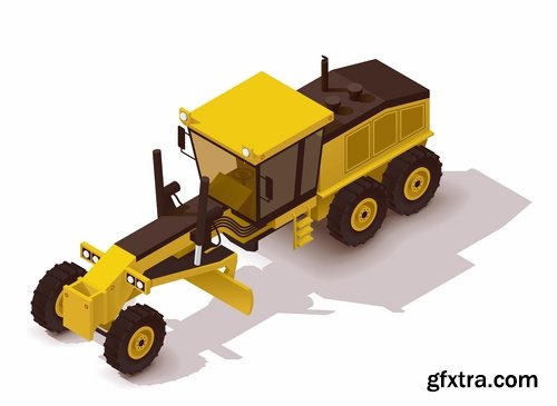 Collection of isometric view of the vehicle construction machinery tractor truck 25 EPS
