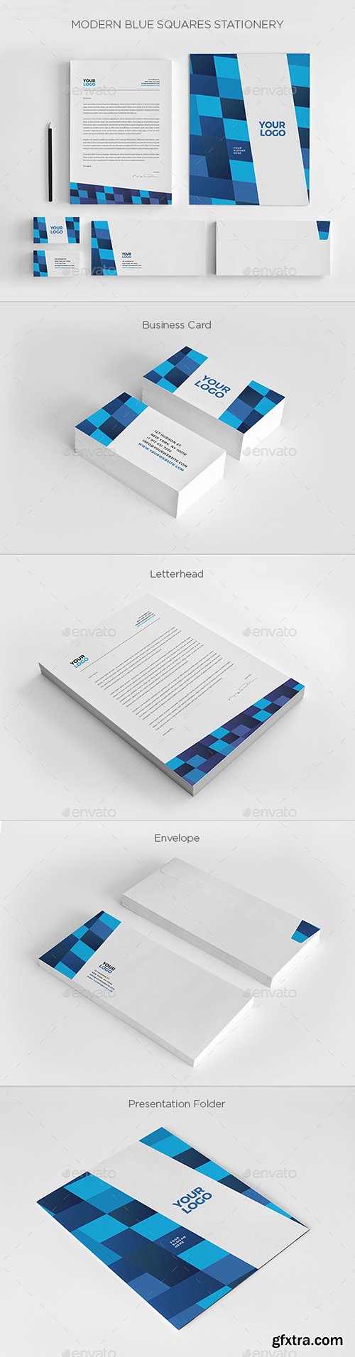 Graphicriver Modern Blue Squares Stationery 19262529