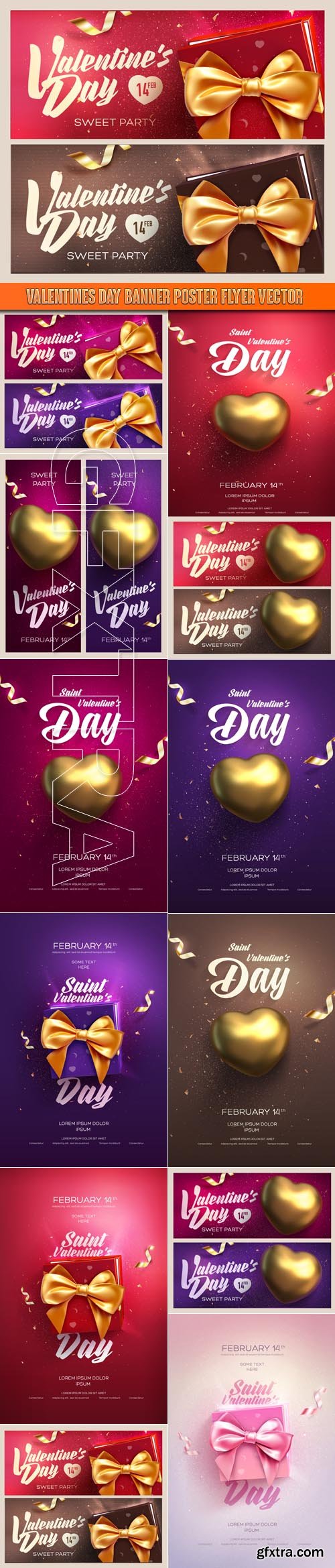 Valentines Day Banner, Poster and Flyer 12xEPS