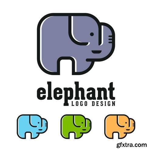 Simple Modern Abstract Elephant Vector Logo