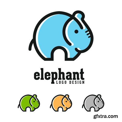 Simple Modern Abstract Elephant Vector Logo