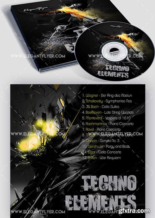 Techno Elements V1 Premium CD Cover PSD Template