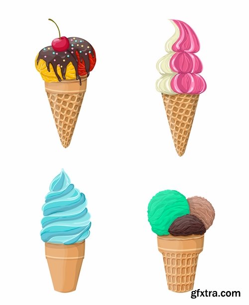 Collection of ice cream sweet donut cake cake icon sticker banner flyer 25 EPS