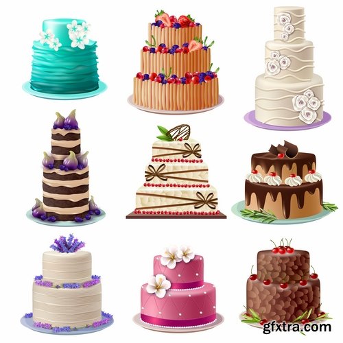 Collection of ice cream sweet donut cake cake icon sticker banner flyer 25 EPS