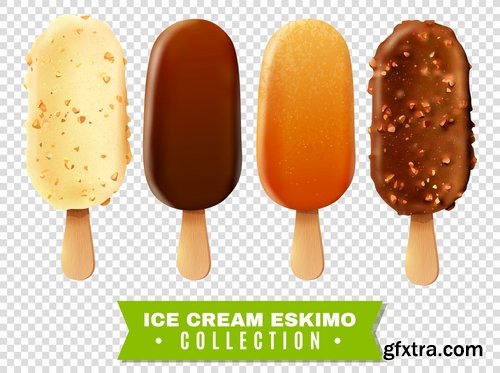 Collection of ice cream sweet donut cake cake icon sticker banner flyer 25 EPS