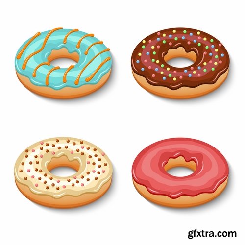 Collection of ice cream sweet donut cake cake icon sticker banner flyer 25 EPS