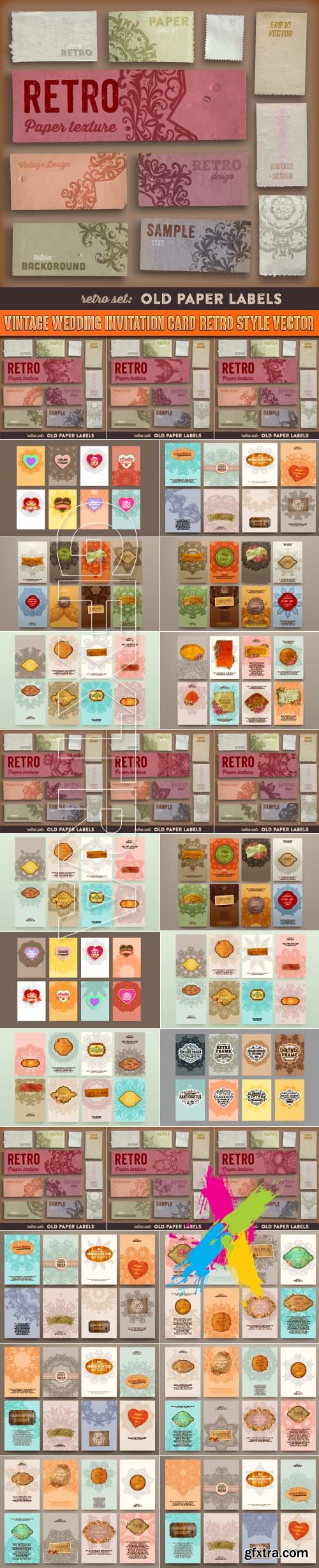 Vintage wedding invitation card retro style vector