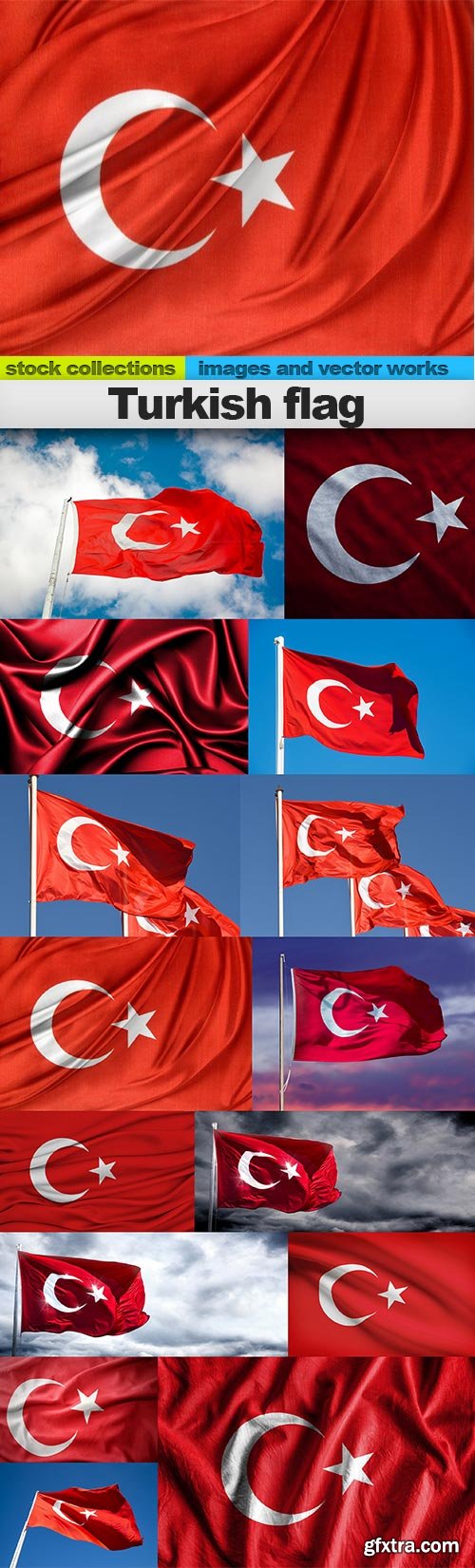 Turkish flag, 15 x UHQ JPEG