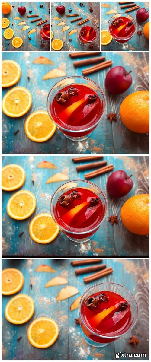 A cup of mulled wine with spices 6X JPEG