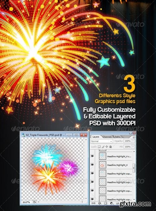 GraphicRiver - Custom Fireworks Layered PSD Graphics 2448581