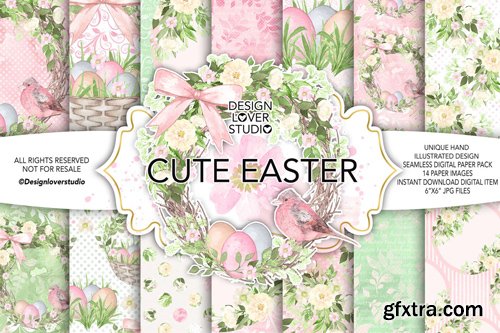 Watercolor Cute Easter Digital Paper Pack 1 Watercolor Cute Easter Digital Paper Pack 1