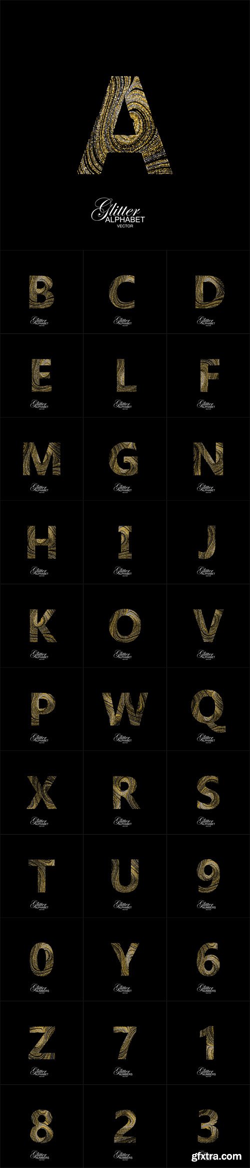 Vector Set - Curly Textured Letter and Numbers