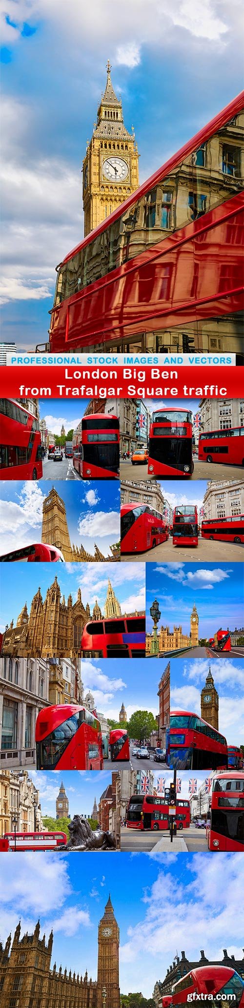 London Big Ben from Trafalgar Square traffic - 12 UHQ JPEG